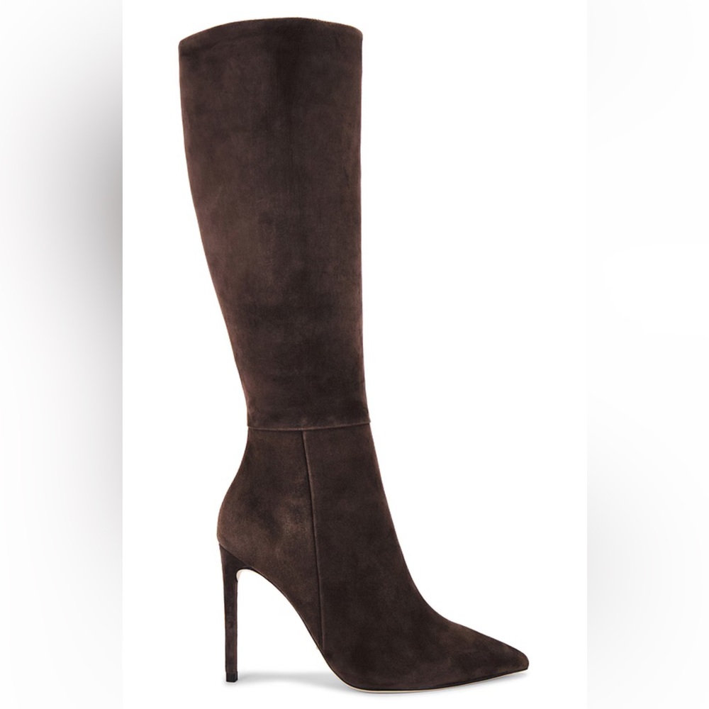 Tony Bianco Apollo Boot Espresso Suede Dark Chocolate Brown Heels GreatCondition - Picture 4 of 7